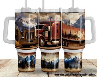 LKW-Fahrer-40oz-Becherfolie, Sublimationsdesign für große LKWs, 40oz-Becher, digitaler Download, LKW-Leben (PNG)