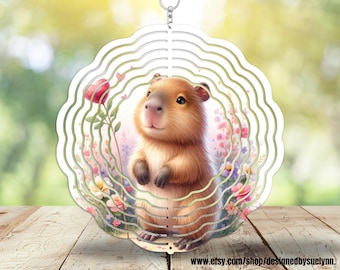 Floral Capybara Wind Spinner, digitaler Download, Frühling Capybara Wind Spinner Sublimationsdesign, 6 und 10 Zoll Wind Spinner Printable PNG