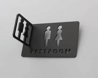 Restroom plaque, Office restroom sign, WC toilet sign, WC door symbol, Modern restroom logo, Restroom symbol, Toilet cabin sign, WC sign