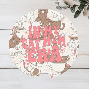 Cat Mom Era Car and Golf Cart Coaster | Cute Cat Car Accessories | Bulk Buy Orders | In My Cat Mom Era Kawaii Art | Soapstone | EllirooSC