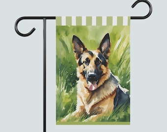 German Shepherd Garden Flag, Custom Dog Outdoor Decor, Spring Summer Yard Banner, Dog Lover Gift, German Shepherd Home & Garden Decor
