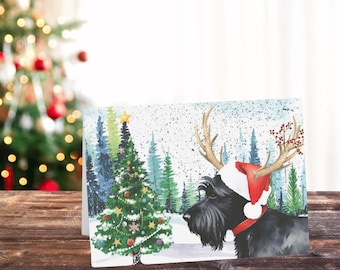 Scottie Dog Christmas Card | Black Scottish Terrier | Holiday Greeting Card | EllirooSC