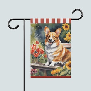 Corgi Dog Garden Flag | Dog Person Birthday Gift | Custom Corgi Garden Flag | Garden Decor |  Gift for Corgi Owner | EllirooSC