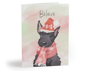 Believe in the Magic Scottie Christmas Cards | Watercolor Art | Scottish Terrier | EllirooSC