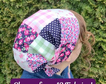 Gingham / Plaid / Boho / Patchwork Cotton Headcoverings: Full Coverage Snood, Tichel, Headwrap, Headscarf, Christian Head Covering
