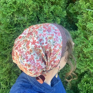 Floral Elegance & Lace Full Coverage Snood, Headcovering, Tichel, Headwrap, Headscarf, Prayer Covering, Hair veil, Christian Head Covering