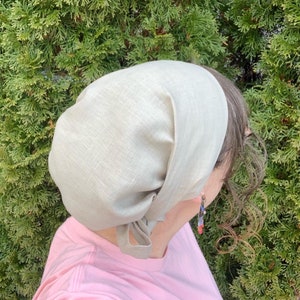 100% Linen Full Coverage Headcovering  - Solid Colors - Snood, Headwrap, Tichel, Headscarf, Prayer Covering, Christian Head Covering
