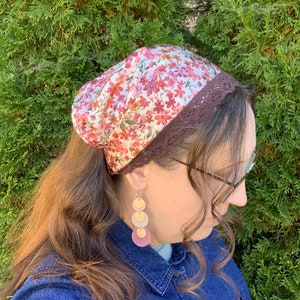 Floral Elegance Medium Coverage Headcovering, Headband, Headscarf, Headwrap, Tichel, Prayer Covering, Christian Head Covering