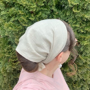 100% Linen 8” Partial Headcovering - Solid Colors - Headscarf, Headwrap, Prayer Covering, Tichel, Christian Head Covering, Hairwrap