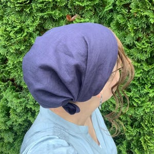Linen Full Coverage Headcoverings: Solid Color Snood, Headwrap, Tichel, Headscarf, Prayer Covering, Christian Head Covering imagem 4