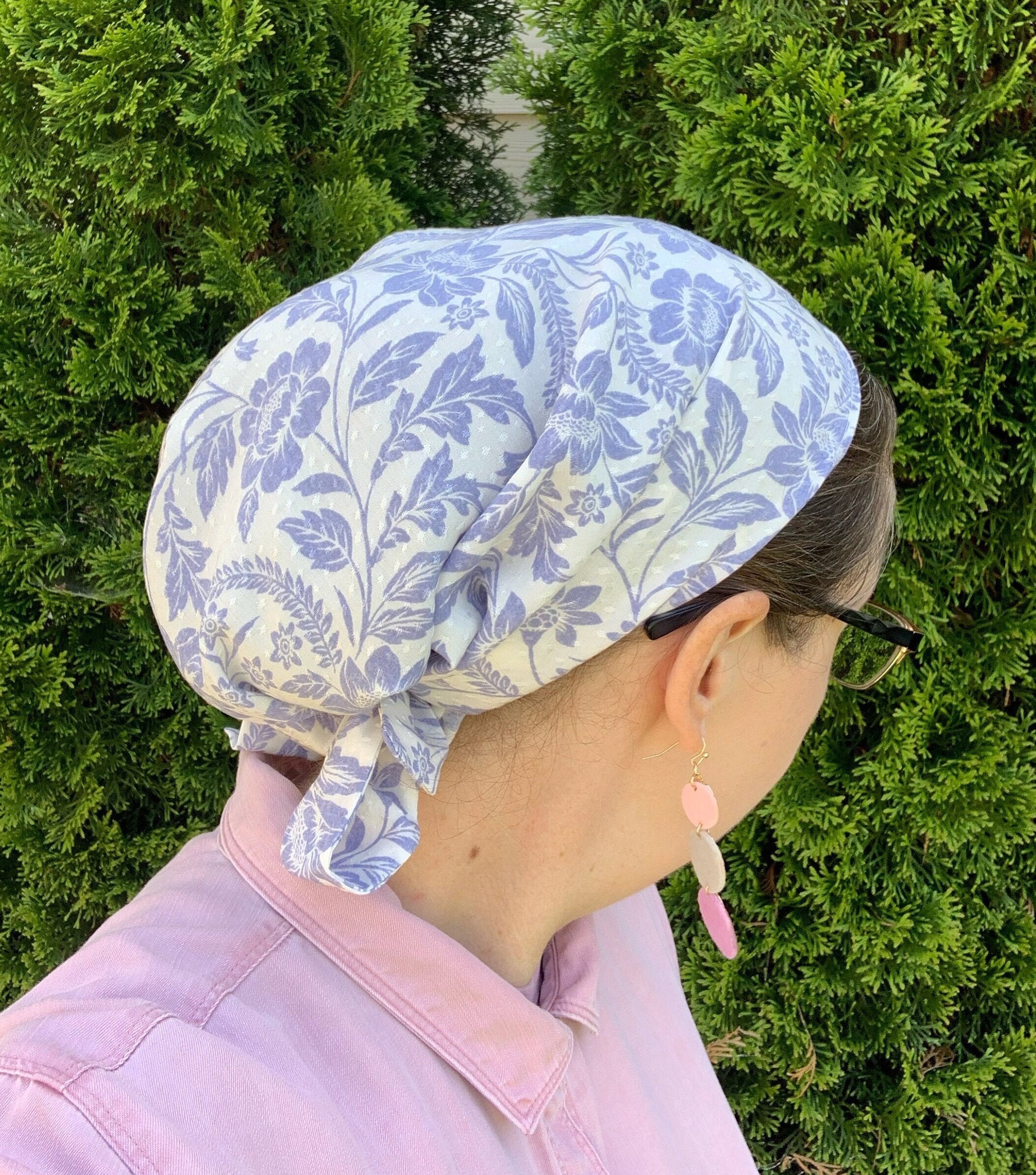 Elegant Lavender Floral Full Coverage Snood Headcovering - Etsy