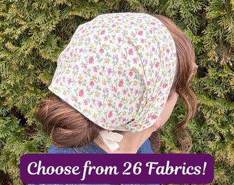 Cotton Floral Headcoverings - 8" and 10" Partial Headwraps, Tichel, Headscarf, Prayer Covering, Christian Head Covering, Hair Wrap