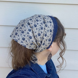 100% Cotton Florals with Lace - Medium Coverage Headcoverings, Tichel, Headwrap, Headscarf, Prayer Covering, Christian Head Covering