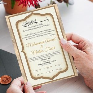 Nikkah Vertrag Vorlage, druckbare Nikkah Vertrag, bearbeitbare Nikkahnama, muslimische Hochzeitsurkunde, digitaler Download, islamischer Ehevertrag