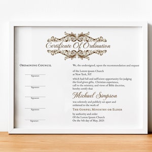 Ordination Certificate Template Gospel Ministry Certificate Template