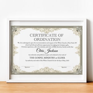 Ordination Certificate Template Gospel Ministry Certificate Template