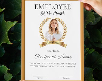 Certificado de Empleado del Mes, Certificado de Empleado Editable del Mes, Imprimible, Mejor Trabajador de Oficina, Premio de Apreciación al Empleado