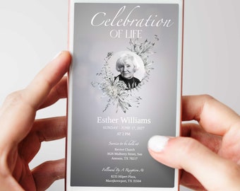 Electronic Funeral Announcement, Digital Funeral Invitation, Memorial Evite Invitation, Memorial Service Evite, Funeral Evite Download