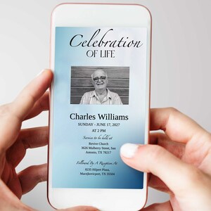 Digital Funeral Announcement, Funeral Electronic Invitation Template, In Loving Memory Editable Evite, Smartphone Invite Download