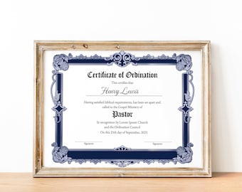 Editable Pastor Certificate, Deacon Ordination Template, Printable Certificate of Ordination, Editable Ministry Certificate, Minister