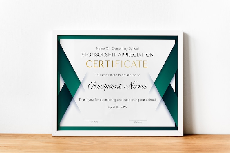 Appreciation Certificate Template, Certificate for School Sponsorship, EDITABLE Certificate of Appreciation for Sponsorship, Gift Certificat image 9