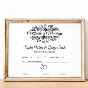 Moderne Heiratsurkunde, Hochzeitsurkunde, Hochzeitsandenken, bearbeitbarer Text, minimalistische Heiratsurkunde, Sofortiger Download,
