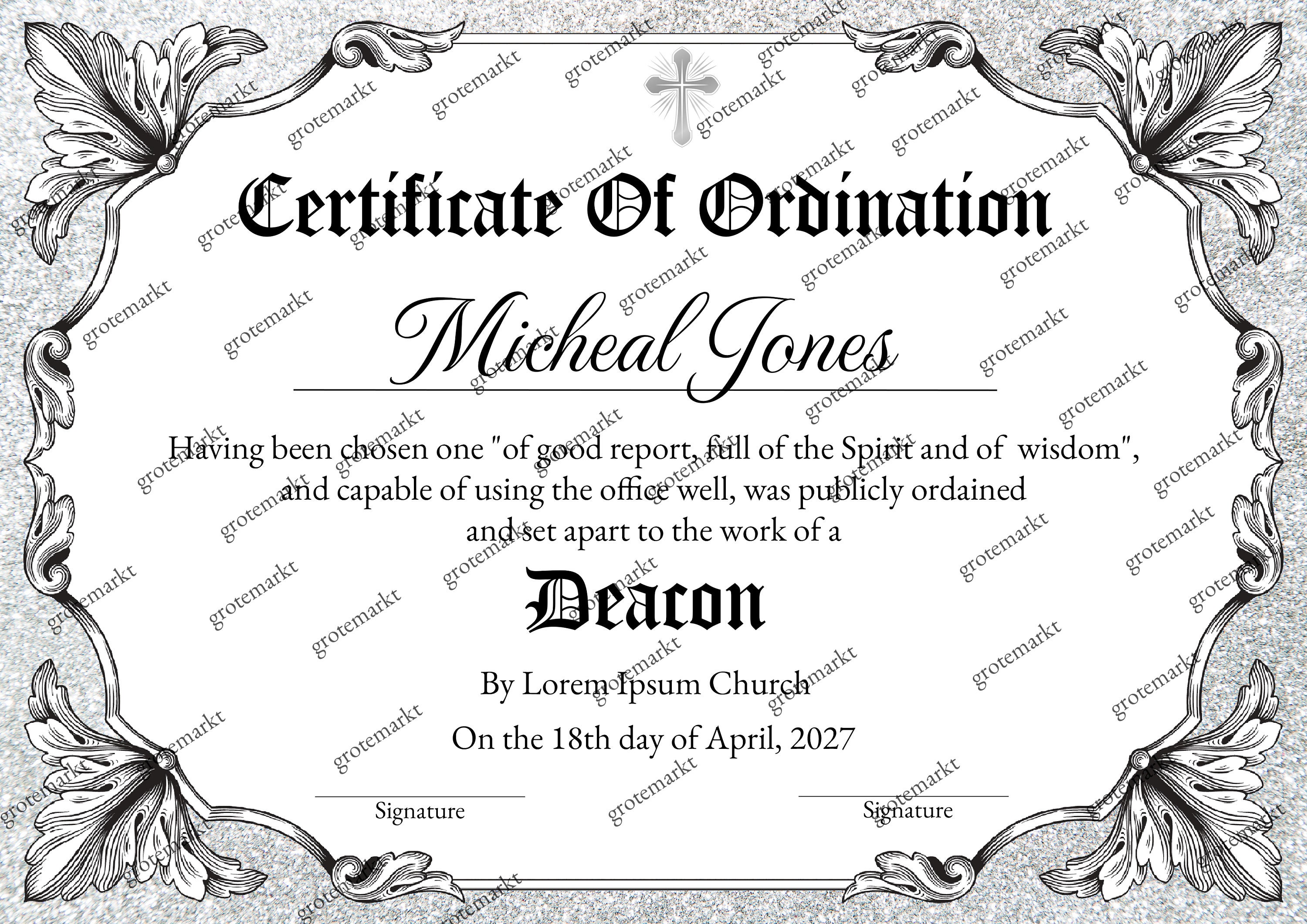Deacon Ordination Certificate Template Printable Certificate of Deacon Ordination Certificate Template Printable Certificate of