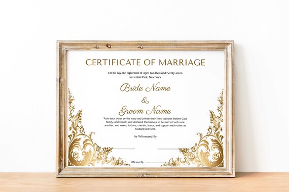 Marriage Certificate After Wedding Marriage Certificate Changed To