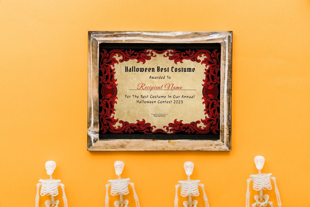 Editable Gothic Halloween Best Costume Certificate Template - Etsy