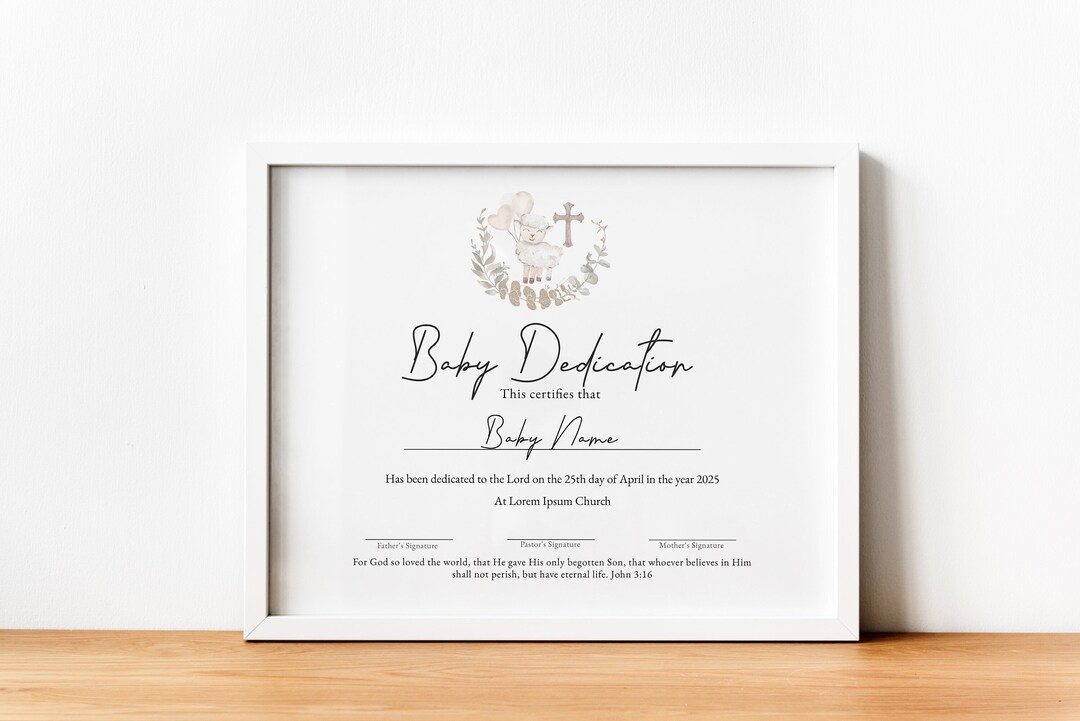 Child Dedication Lettering Baby Dedication Certificate Template, Editable Child Dedication, Baby ...