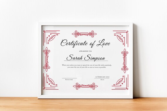 Love Certificate Templates