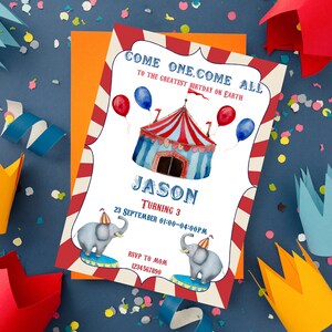 Bewerkbare Circus verjaardagsuitnodiging, feestbeesten, Circus uitnodiging, Carnaval uitnodigen, Instant Download, afdrukbare sjabloon, digitaal