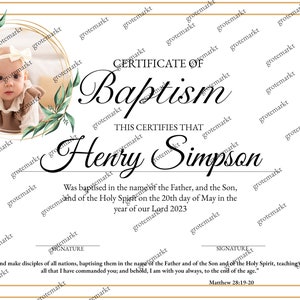 Baptism Certificate Template With Photo, Baptism Christening Dedication ...
