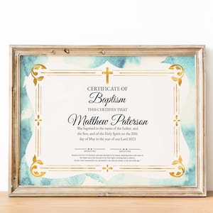 Plantilla de certificado de bautismo editable, descarga editable de bautizo, certificado de bricolaje, descarga instantánea, bautismo de niños