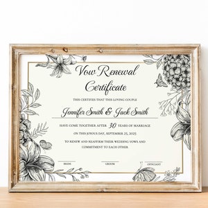 Gelübde Erneuerung Zertifikat, bearbeitbare Gelübde Vorlage, Hochzeitsgelübde Vorlage Druckbare Gelübde Vorlage Elegante Hochzeitsurkunde, sofortiger Download