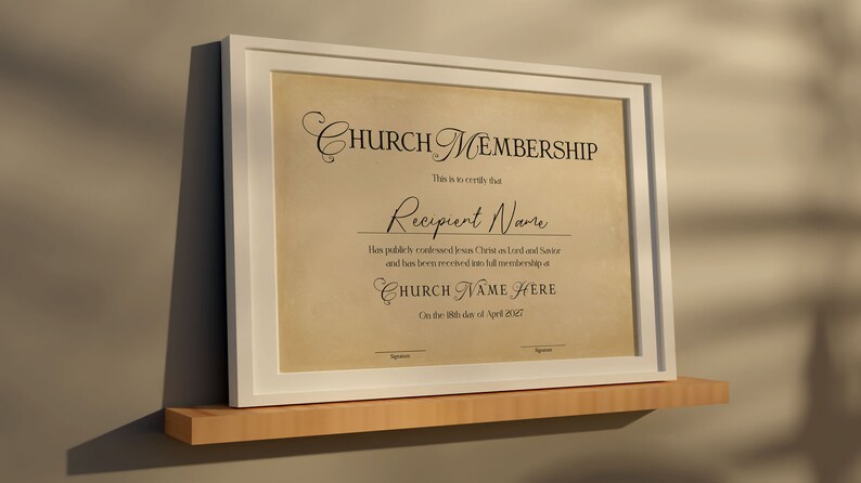 Editable Church Membership Certificate Template, Editable Printable Certificate of Membership ...