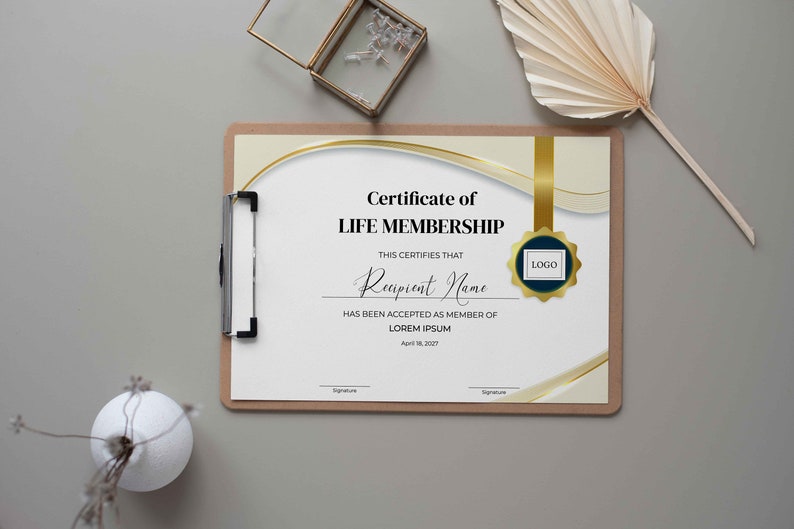 Life Membership Certificate Template, Editable Printable Elegant ...