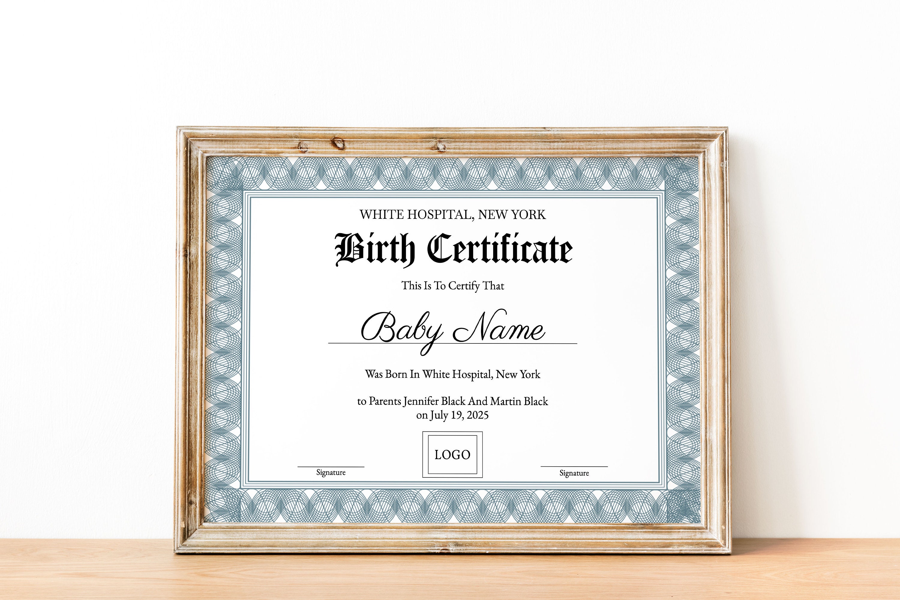 Birth Certificate Template EDITABLE Certificate of Birth Baby Boy Girl ... - Create Birth Certificate Babies Name