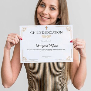 Gold Baby Dedication Certificate Template, Child Dedication Certificate ...
