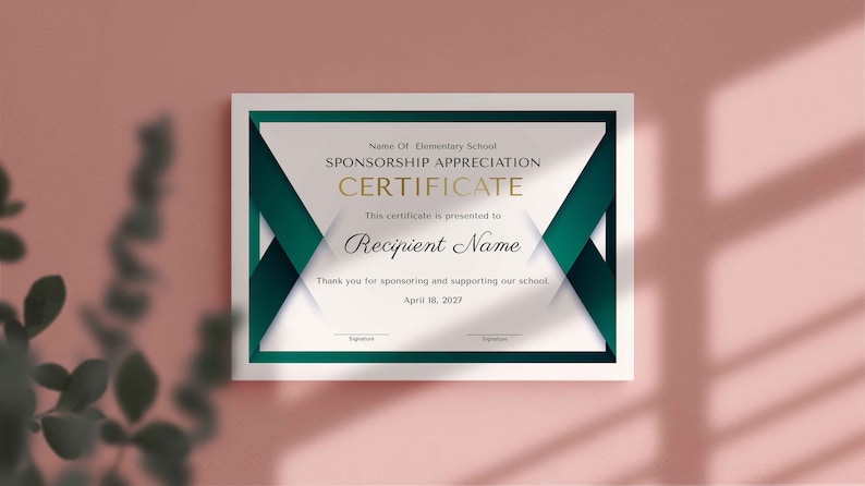 Appreciation Certificate Template, Certificate for School Sponsorship, EDITABLE Certificate of Appreciation for Sponsorship, Gift Certificat image 2