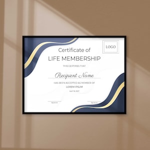 Editable Life Membership Certificate Template, Printable Elegant ...