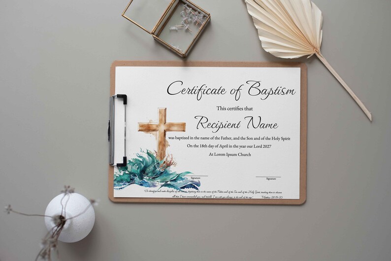 Editable Baptismal Certificate Printable Minimalist Certificate of Editable Baptismal Certificate Printable Minimalist Certificate of