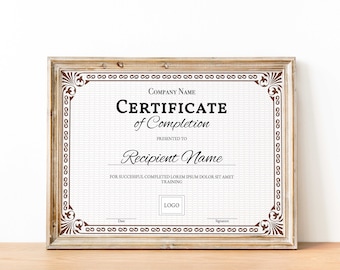 Editable Certificate Of Completion, Course certificate of completion, Training Certificate Template, Printable Course completion Certificate