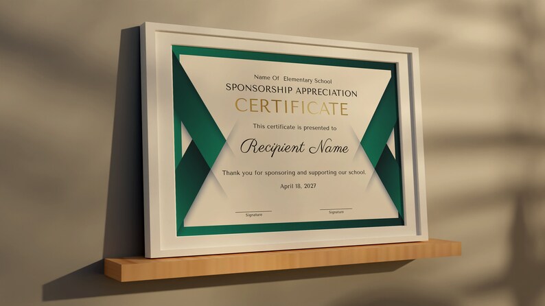 Appreciation Certificate Template, Certificate for School Sponsorship, EDITABLE Certificate of Appreciation for Sponsorship, Gift Certificat image 7