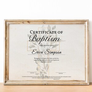 Plantilla de certificado de bautismo, certificado de bautismo editable, plantilla de certificado de bautismo, certificado de bautizo, certificado de bautismo