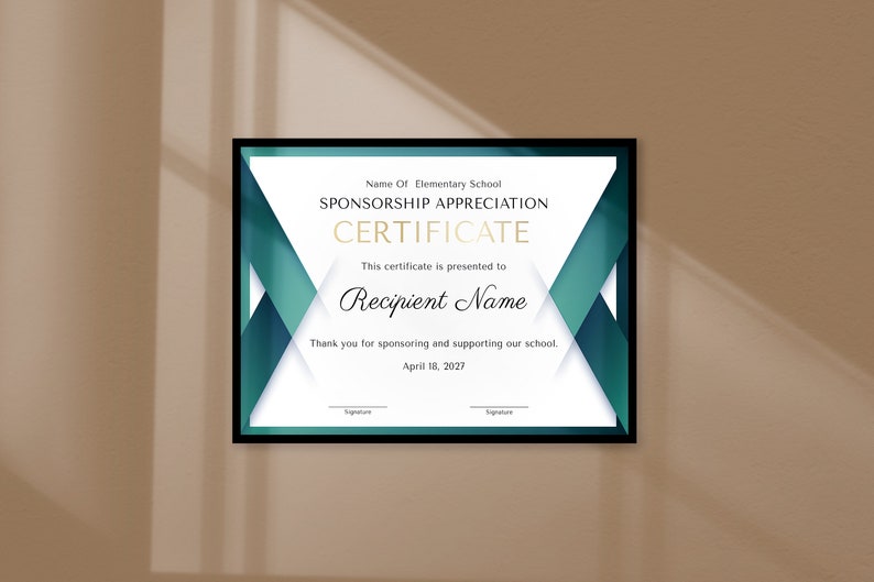 Appreciation Certificate Template, Certificate for School Sponsorship, EDITABLE Certificate of Appreciation for Sponsorship, Gift Certificat image 10