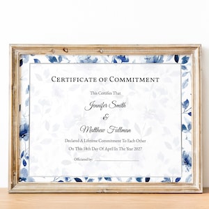 Zertifikat der Engagement-Bearbeitbare Vorlage, Greenery-Engagement-Zertifikat, druckbare benutzerdefinierte Urkunde, Heiratsurkunde, Hochzeit