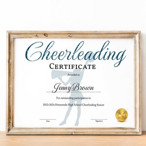Cheerleading Award-certificaat, einde van het seizoen Cheerleading Award, bewerkbare Cheer Award-sjabloon, Cheer Award-sjabloon, bewerkbare Cheer Award