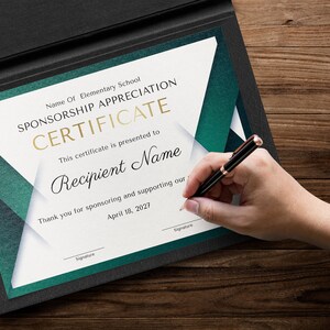 Appreciation Certificate Template, Certificate for School Sponsorship, EDITABLE Certificate of Appreciation for Sponsorship, Gift Certificat image 6