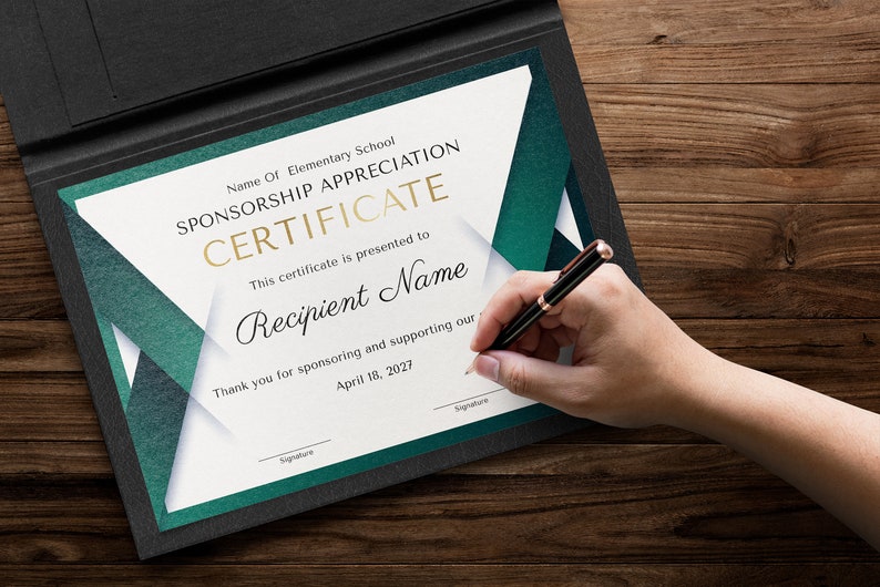 Appreciation Certificate Template, Certificate for School Sponsorship, EDITABLE Certificate of Appreciation for Sponsorship, Gift Certificat image 6